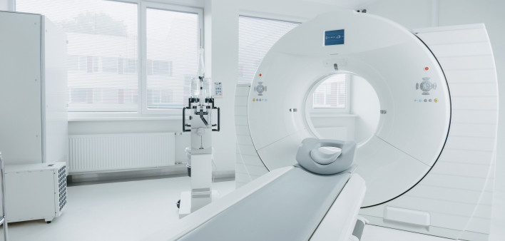 edical CT or MRI or PET Scan Standing in the Modern Hospital Laboratory. Technologically Advanced and Functional Mediсal Equipment