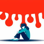 Concept of mental health and anxiety due covid-19. Female subject