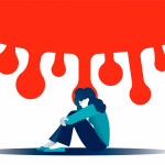 Concept of mental health and anxiety due covid-19. Female subject