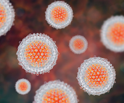 Hepatitis C virus model, 3D illustration.