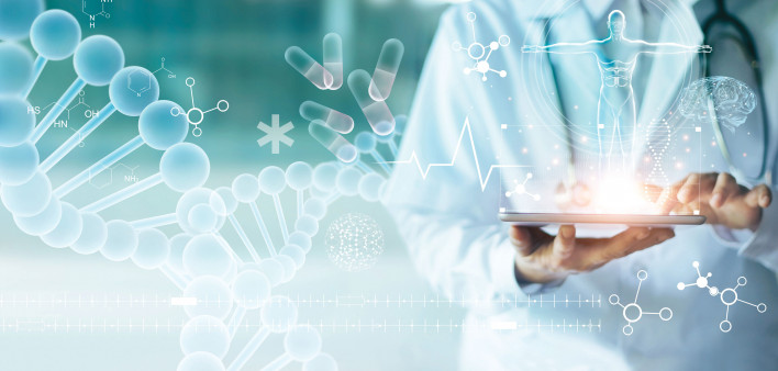 DNA Pills molecules lab illustration science research
