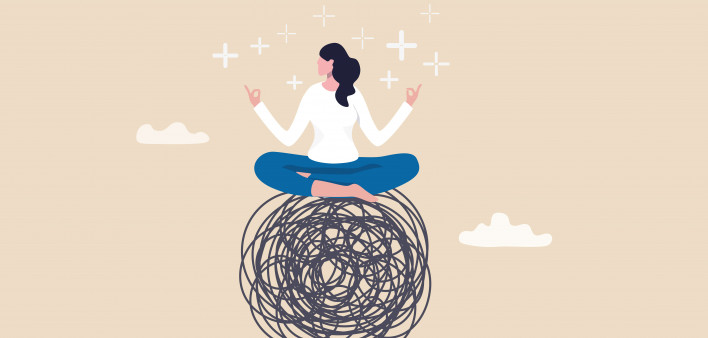 illustration woman yoga seated position meditation