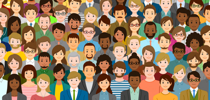 illustration of multi-ethnic group of peple