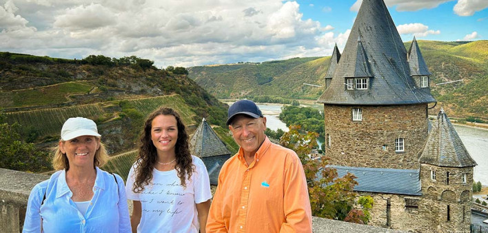 From left: Kim Hurst, Selina Rüecker and Rich Hurst during the Hursts’ trip to Germany in July 2023 to meet Rüecker, Rich Hurst’s bone marrow donor.