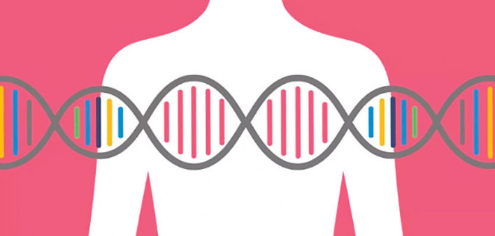 figure of woman with DNA over chest