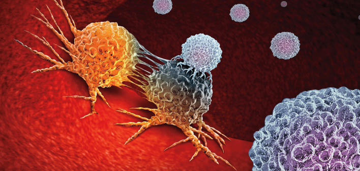 Cancer Immunotherapy as a human immune system therapy concept as a biomedical or biomedicine oncology treatment using the natural T cell fighting properties of the body as a 3D render.