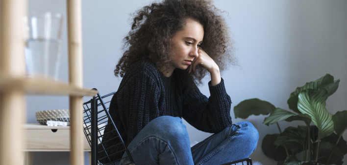 Teenager with depression. Sadness, nostlagic, depression. Problems of young people.