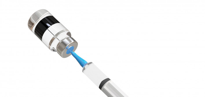 syringe in vial vaccine
