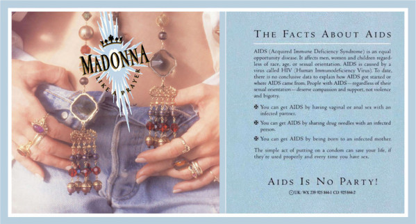 AIDS information insert in the Like a Prayer CD