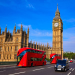 Big Ben Clock Tower and London Bus at England