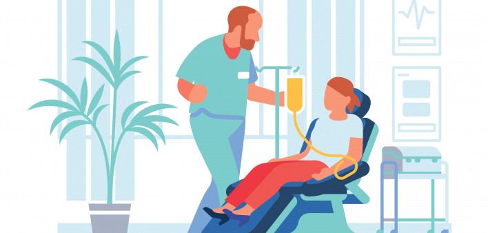 illustration woman getting chemo