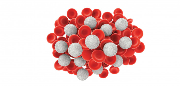 White blood cells with red blood cells