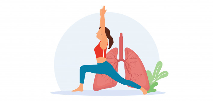 woman yoga pose with lungs health