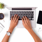 woman hands lap top computer