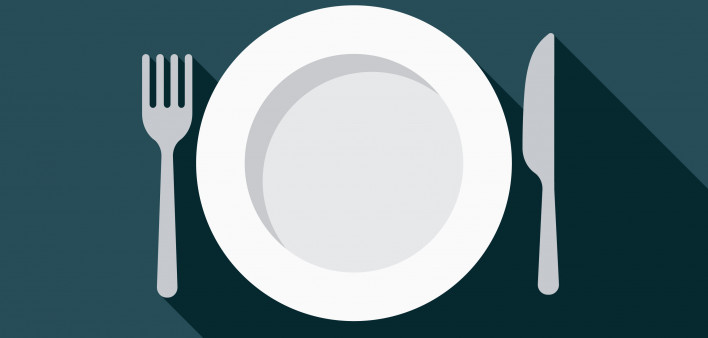 illustration plate and knife fork