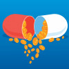 illustration pill capsule open with coins coming out