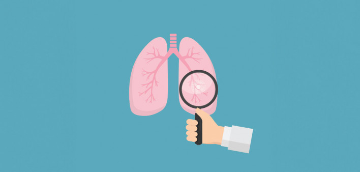 maginfying glass lungs examine doctor