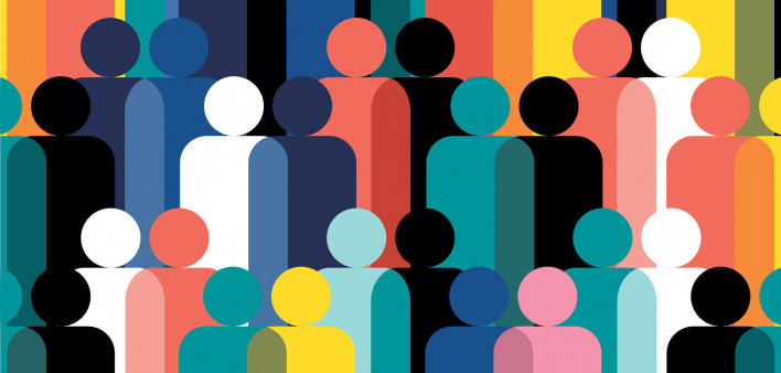 graphic of colored figures crowd