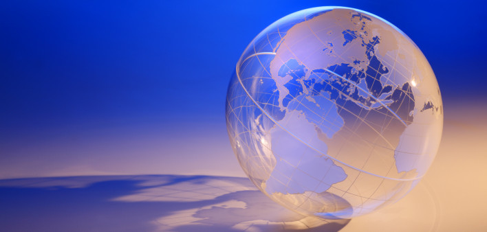 a transparent globe casting a shadow
