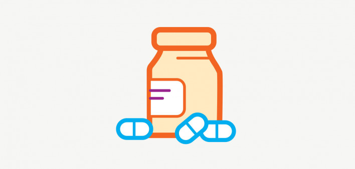 illustration of rx bottle and pills