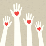 illustration hands with hearts palms