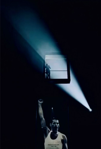 Photos projected at the Madonna concert