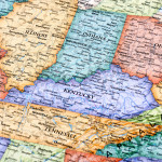 Map of Ohio, Indiana, West Virginia, Kentucky and Illinois