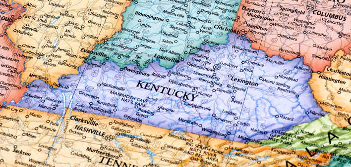 Map of Ohio, Indiana, West Virginia, Kentucky and Illinois