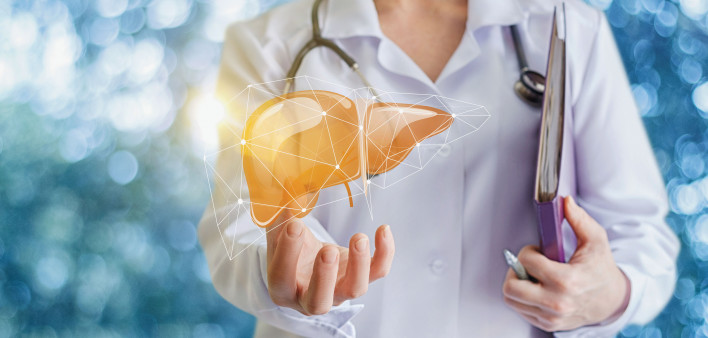 Doctor and liver illustration