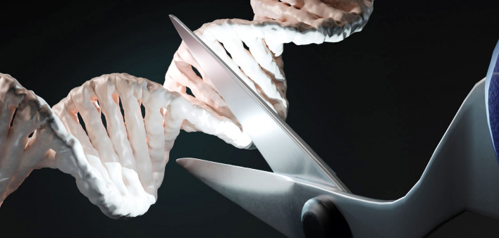 illustration scissors cutting DNA crispr