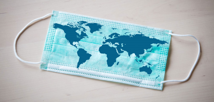 Coronavirus outbreak virus quarantine mask with globe