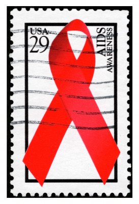 AIDS Awareness red ribbon stamp