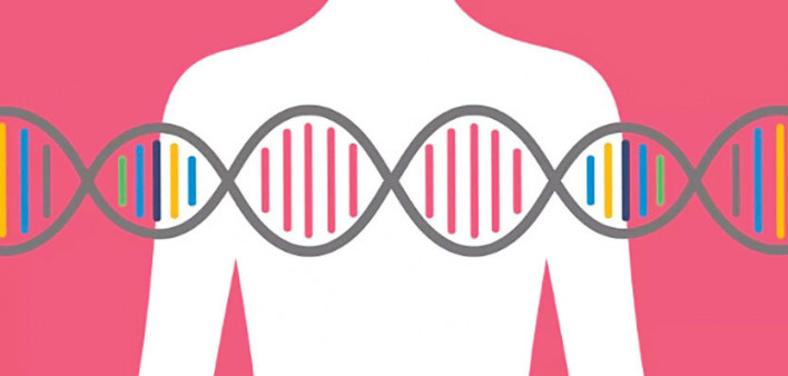 figure of woman with DNA over chest