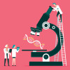 illustration dna microscope scientists