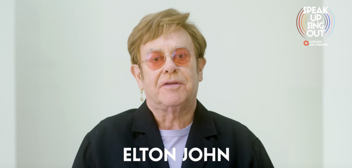 Sir Elton John launches the #SpeakUpSingOutGiveaway during Pride 2024 to raise LGBTQ and HIV funds.