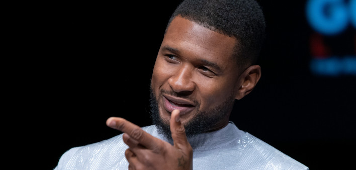 Usher attends press conference for Global Citizen & Teneo unveiling campaign plans and 2020 headliners at St. Ann's Warehouse