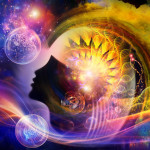 and abstract elements on the subject of spirituality, science, creativity and the mind