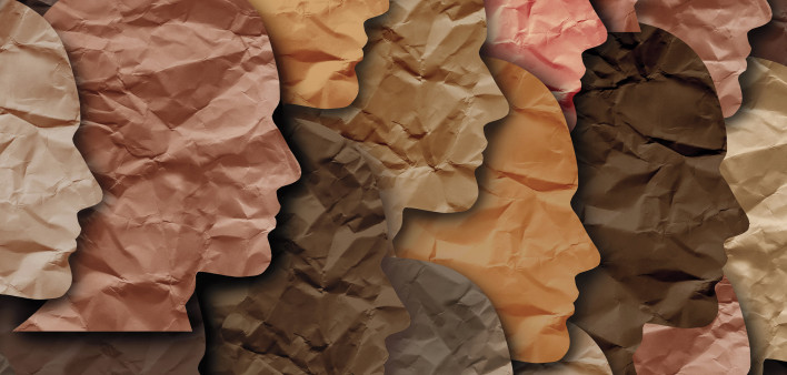 paper cut outs human heads diversity