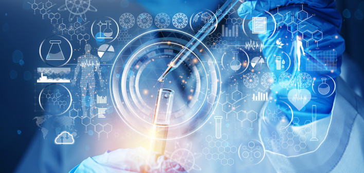 Genetic research and Biotech science Concept.