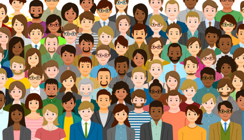 illustration of multi-ethnic group of peple