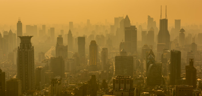 Shanghai Skyline smog air polution