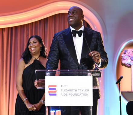 Cookie and Magic Johnson at the Elizabeth Taylor Ball to End AIDS on September 21, 2023