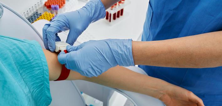 Nurse taking blood for patient analysis in medical laboratory stock photo Blood Test, Medical Test, Women, Tourniquet, Blood