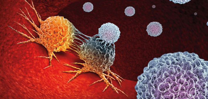 Cancer Immunotherapy as a human immune system therapy concept as a biomedical or biomedicine oncology treatment using the natural T cell fighting properties of the body as a 3D render.
