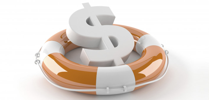 a US dollar symbol in a life preserver
