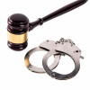 gavel and hand cuffs