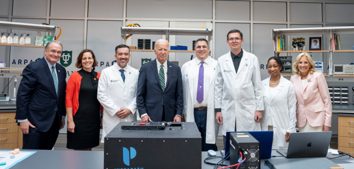 The Bidens in New Orleans, August 13, 2024, to announce cancer research grants to improve the surgical removal of tumors