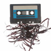 casette tape with tape pulled out