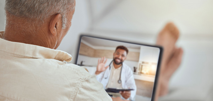 man and doctor telemed conference