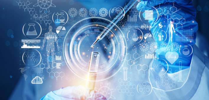 Genetic research and Biotech science Concept.
